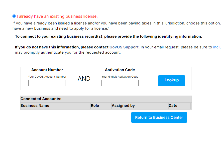 8 GovOS Acct Number Activation Code Image